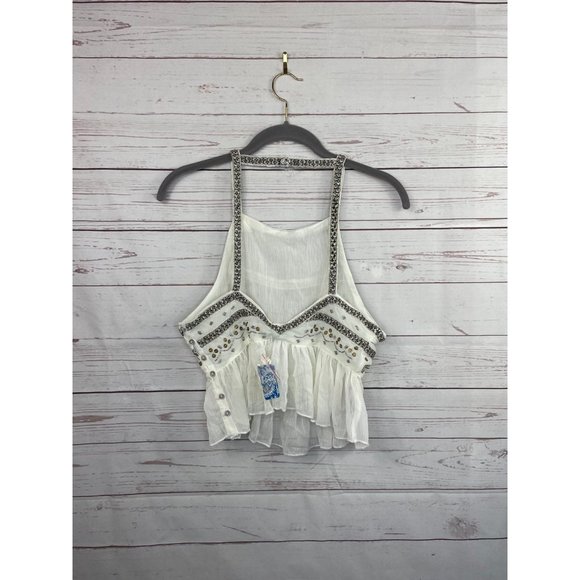Free People Camille Embroidered Bead Crop NWT XS - Picture 3 of 7